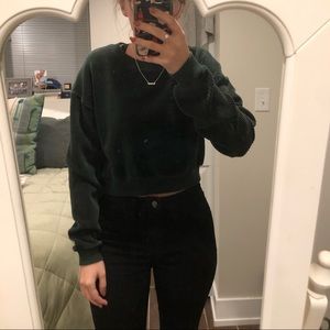 Forever21 velvet green cropped sweater